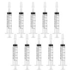 Xinzistar 10 Pièces 3ml Seringue Plastique Seringue Alimentaire sans Aiguille avec Casquettes pour Expérience, Distribution, Mesure de Liquides, ...