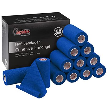 ALPIDEX 12 Rolls Cohesive Bandage 10 cm x 4.5 m - Multi-Purpose Self-Adhesive