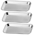 3 PCS Plateau En Acier Inoxydable, Plateau De Laboratoire, Plateaux Médical En INOX, Plateau À Instruments Utilisé Pour Placer Des Outils De Lab