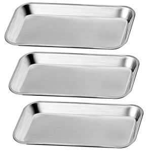 3 PCS Plateau en Acier Inoxydable, Plateau De Laboratoire, Plateaux Médical en INOX, Plateau à Instruments Utilisé pour Placer des Outils De Lab...