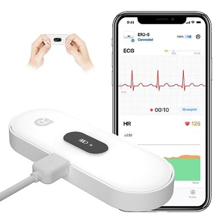 CheckMe DuoEK-S ECG Portable Professionnel avec Écran OLED, Electrocardiogramme ECG Bluetooth avec APP pour iOS et Android, Surveillance 30s - 5 m...