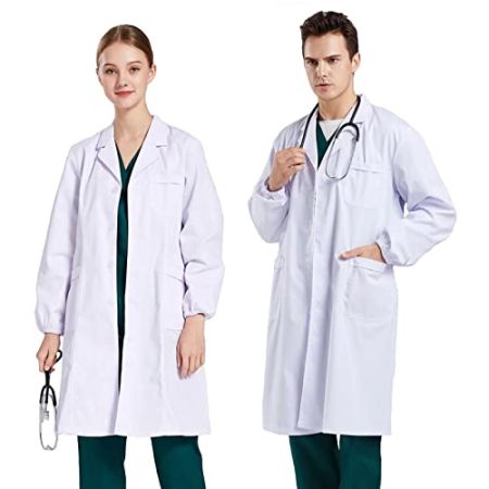 CoatCool Blouse Blanche Chimie, Coton Blouse de Laboratoire Femme Homme, Blouse Chimie Lycee Blouse Blanche Manches Longues Blouse de Médecin pour...