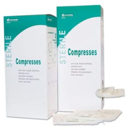 Compresses stériles en non tissé - 30 g - 7,5 x 7,5 cm - Boîte de 100 sachets de 2