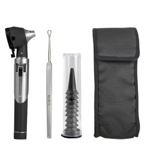 Mini Otoscope À Fibre Optique Noir Avec LED Supplémentaire Remplaçable Pour Adultes Et Animaux De Compagnie