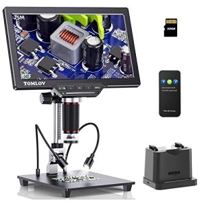 TOMLOV DM202 Max Digital Microscope Numérique 1300X, Microscope LCD HDMI avec écran, Lumière Transmise par Le Bas, Microscope de Soudure 25MP av...