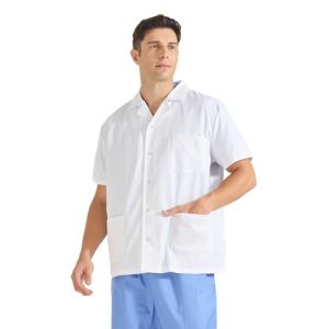 Misemiya - Blouse Blanche Chimie Unisexe - Blouse medicale Homme - Blouse Laboratoire Homme - Blouse de Travail Femme Q816 - Large, Blanc