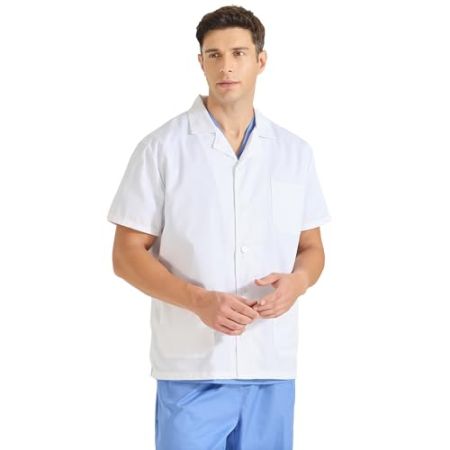 Misemiya - Blouse Blanche Chimie Unisexe - Blouse medicale Homme - Blouse Laboratoire Homme - Blouse de Travail Femme 8165 - Small, Blanc