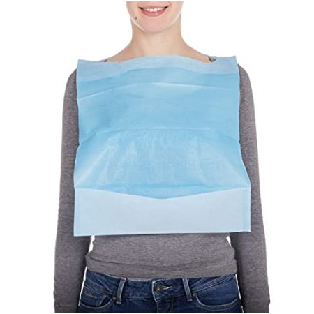 Bavoir Adulte Jetable Pour Personnes Âgées Imperméable Grand Bavoir Dentaire Jetable Avec Poche Alimentaire Lot Bavoirs 100 Pièces, Bleu