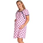 Be Mammy Women’s Cotton Nightshirt for Moms BE20-286 (Pink/Navy Hearts, XXL)