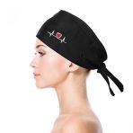 Calot Chirurgien Femme Bonnet de Travail Réglable avec Boutons Calot Cuisine Chirurgical Chapeau dInfirmière Bandeau en Coton Porte Queue de Chev...