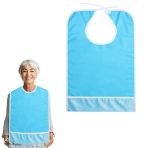 Waterproof and Washable Adult Bib - Large Size With Crumb Catcher, Reusable and Machine Washable