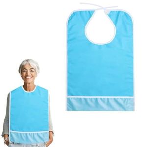 Bavoir Adulte Imperméable Et Lavable - Grand Format Avec Ramasse-Miettes, Réutilisable Et Lavable En Machine