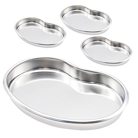 4 Pièces Plateau INOX, Plateau de Haricot Medical, Petit Plateau pour Outils de Laboratoire de beauté Dentaire Outils de Tatouage