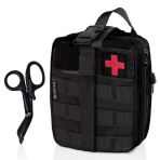 Krisvie Pochette EMT Médecine Tactique Sac étanche Molle de Premiers Secours, Trousse Kit de Premiers Soins Militaires pour Randonnée Camping Ai...