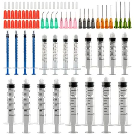 1ml 3ml 5ml 10ml 20ml Ensemble de seringues à aiguilles émoussées avec 14g 15g 16g 18g 20g Aiguilles émoussées et capuchon de seringue pour br...