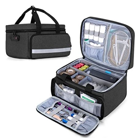 CURMIO Empty First Aid Kit, Portable Medical Box with Combination Lock, Emergency First Aid Case for Home/Work, for Travel