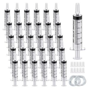 Episkey 30pcs 5ml Plastique Seringue avec Tube, Seringues stériles emballées pour Laboratoire Industrie Cuisine Animaux Jardin (30, 5ml)