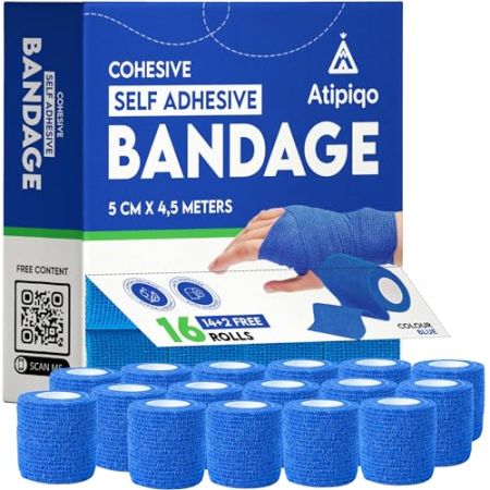 Pack de 16 Bandages Auto-Adhésifs - Bande Cohésive 5 cm x 4,5 m - Strap Sport et Soins