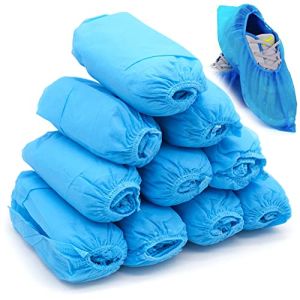 Bakiauli 100 Disposable Shoe Covers, Non-Slip, Tear-Resistant Blue Non-Woven Polypropylene