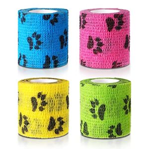 SIGANDG Self-Adhesive Elastic Breathable Bandages for Pets for Wrist and Ankle Sprains (Width 5 cm) (Pack of 4)