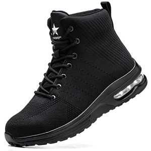 Rona Shoes Bottes de Sécurité Chaussures de Sécurité Baskets de Sécurité Chaussure de Travail Légère Confortable Femme Homme Phantom Black