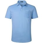 Enlision Polo Bleu Clair Homme Manches Courtes Polos de Sport Golf Casual Polo d'été Business Polo T-Shirt avec Poche Regular Fit L