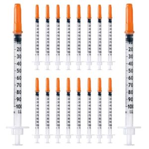 Lot de 20 tubes en plastique de 1 ml/cc 30G (0,3 x 12,7 mm), outils de mesure polyvalents, emballés individuellement (30G 1/2