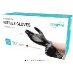 EUROPAPA Boîte de 200 gants jetables en nitrile - Gants d'examen - Non poudrés - Sans latex - Non stériles - Sans latex - Sans latex (XXL, Noir)