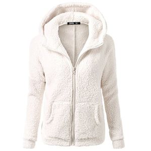 FSFA Women's Zip Fleece Jacket Hoodie Coat Autumn Winter Warm Plush Casual Pullover Long Sleeve Sweatshirt