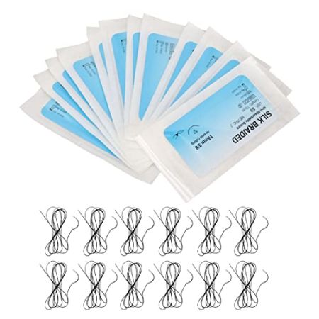 Sutures Chirurgicales Pratiques, 12PCS Fil de Suture avec Aiguille