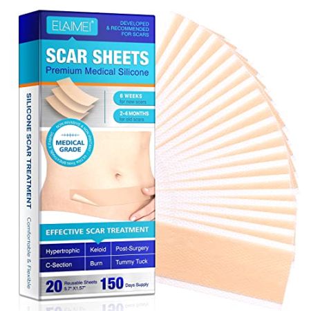 Silicone Scar Dressing, Silicone Scar Removal Sheets, For Scars Caused by Cesarean, Surgery,