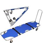 RUANLOV Patient Portable D'Urgence Transport Brancard, Brancard Pliant En Alliage D'Aluminium, Chariot Brancard Portable Chariot Brancard Épaissi À Quatre Roues