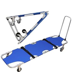 RUANLOV Patient Portable D'Urgence Transport Brancard, Brancard Pliant En Alliage D'Aluminium, Chariot Brancard Portable Chariot Brancard Épaissi À Quatre Roues