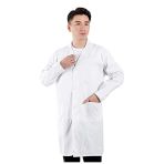 Blouse Blanche Lycée Coton, Blouse Chimie Laboratoire, Femme Homme Manche Longue Blouse de Médecin Médical avec Poche et Bouton pour Chimie étu...