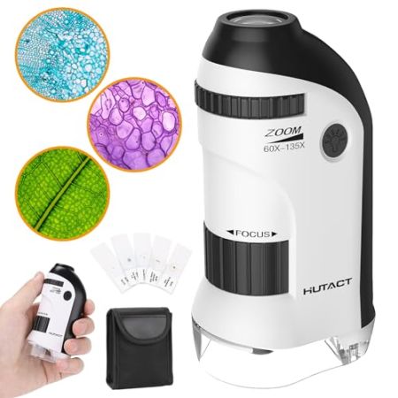 HUTACT 60X-135X Microscope Pour Enfants - Mini Microscope De Poche