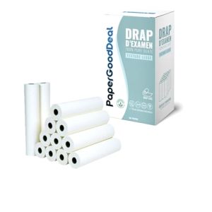 12 Rouleaux de Draps d'Examen Grande Largeur 70 cm - 150 Feuilles