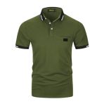 VMSUCIJ Polo Homme à Manches Courtes Taille Véritable 100% Coton Confort Golf Tennis Shirt avec Poche M-3XL,39 Vert Armée,L