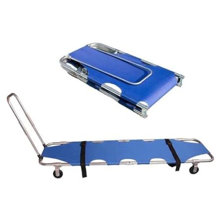 Folding Stretcher with 4-Wheel Lightweight Aluminum Trolley for Hospital, Clinic, Home, and Ambulance