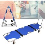 Folding Stretcher, Lightweight Aluminum Medical Stretcher with 4-Wheel Trolley, Pushable Rescue Stretcher for Patient Transport