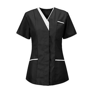 Haolei Tunique Esthéticienne Femme Col en V Manche Courte Uniforme de Travail