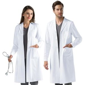 AUYAO Blouse Laboratoire Blouse Blanc Homme Femme Blouse Chimie Laboratoire Blouse Manches Longues Blouse Blanche de Médecin Blouse Blanc Lycée a...