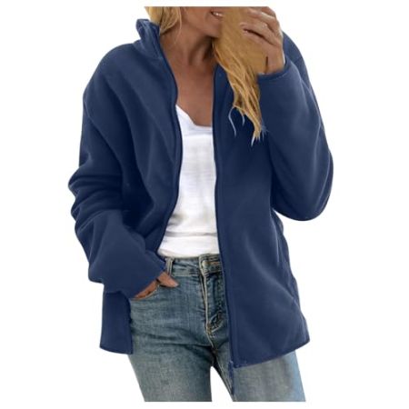 NSICBMNO Plus Size Hooded Zip-Up Fleece Jacket with Pockets for Women - Women's Winter Coats - Long Sleeve Fleece Jacket