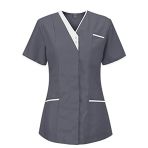 Generic Women's Tunic V-Neck Short Sleeve Work Uniform for Beauticians