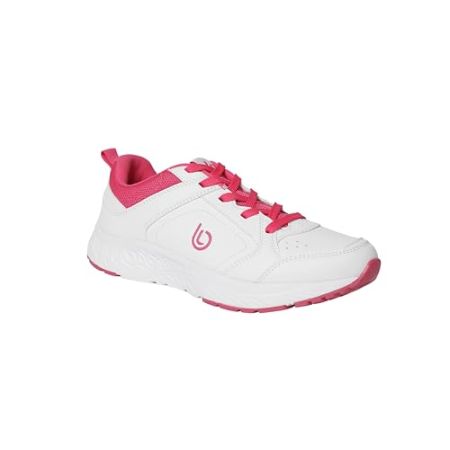 Hurry Jump Nurse Shoes White and Fuchsia Work Sneakers for Hospital