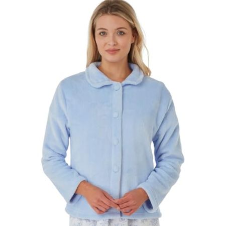 Marlon Lucy Medical Fleece Robe for Women, Blue Fleece, Size 8-10 Comfortable