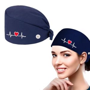 KGDUYC Charlottes médicales à usage unique Casquette de travail, casquette de gommage avec bandeau anti-transpiration pour les besoins de soins p...