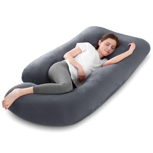 Mozvvco Coussin de Grossesse, Coussin d'allaitement, Oreiller de Grossesse en Forme de J pour Femme Enceinte avec Housse en Velours Amovible