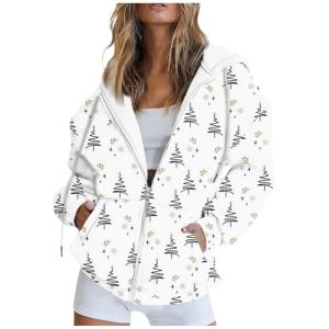 Veste Infirmière Sweat À Capuche Boutonné Pour Femme, Col Du Cou, Manches Longues, Sweat-Shirt De Noël, Coupe Ample, Tenue De Vacances 2024