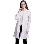 NAJZYBA Blouse Blanche Chimie Lycee Coton laboratoire Blouse Medicale blanc manches longues Blouse medicale femme/homme convient (FR/ES, Alpha/lett...