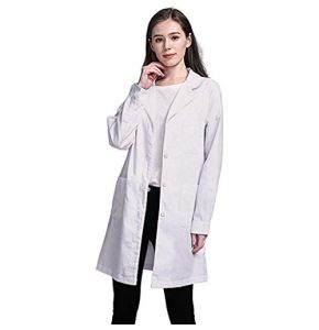 NAJZYBA Blouse Blanche Chimie Lycee Coton laboratoire Blouse Medicale blanc manches longues Blouse medicale femme/homme convient (FR/ES, Alpha/lett...